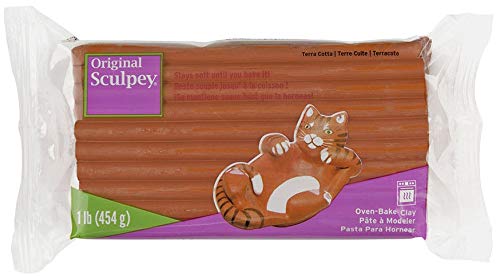 Original Sculpey® Terra Cotta, Non Toxic, Polymer clay, Oven Bake Clay, 1 pound great for modeling, sculpting, holiday, DIY and school projects. skill levels.