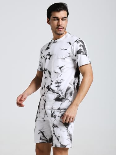 Image of Vogaan Men's Cotton Short Sleeve Tracksuit Summer T Shirt & Shorts Set with 2 Pockets || Casual Co-ord Sets