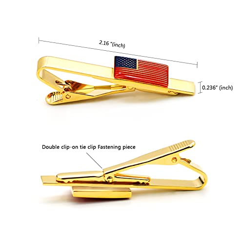 Image of US Flag Tie Clip Clothing Accessories for Weddings, Busiess Meetings, Officers, Government Departments, Pilots, Soldiers, and Military Friends American Flag Tie Clip