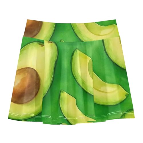 Joisal Watercolor Avocados Green Girls' Shorts Athletic Skorts Toddler Tennis Skirts 2 in 1 Flowy Skirt 3t