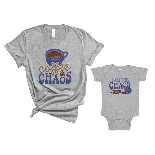 Coffee and Chaos Mommy and Me Matching Shirt with Baby