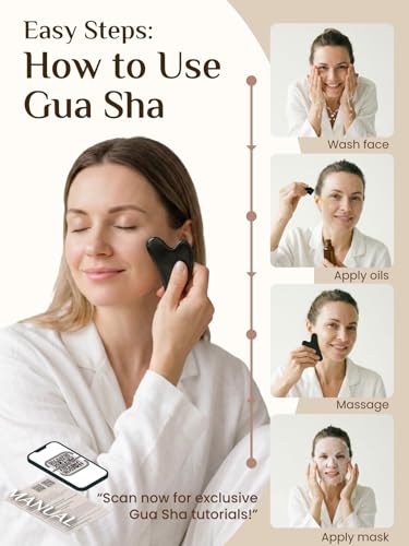 Image of Rena Chris Gua Sha Facial Tools, Stainless Steel Guasha Tool for Acupuncture, Manual Massage Tool for Jawline Sculpting and Puffiness Reducing, Gua Sha Facial Tool, Skin-Care Gift (Metallic Black)