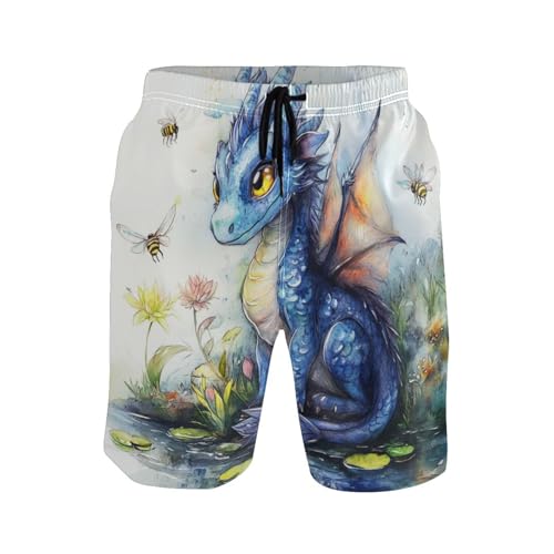 Short de sport homme Funny Dragon A River avec doublure compression anti-frottement