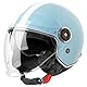 VINZ Arenas Jethelm mit Doppelvisier | Roller Helm mit Streifen & mit Sonnenblende | In Gr. XS-XXL | ECE 22.06 Zertifiziert | Motorradhelm mit Visier | Viele Farben Erhältlich - Hellblau