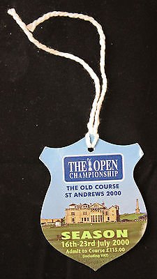 2000 BRITISH OPEN COURSE BADGE TIGER WOODS FIRST OPEN