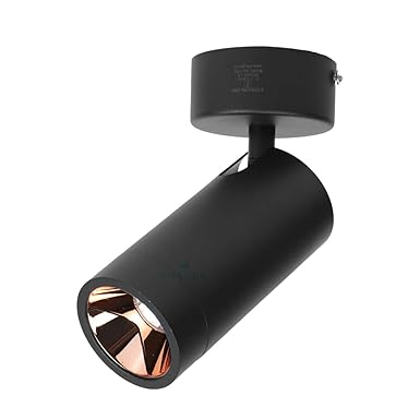 FILLISKA LED Surface/Spot Light, Shockproof Alluminium Body & Antiglare Diffuser,Warmwhite (Black Rosegold, 6 Watt Warmwhite)
