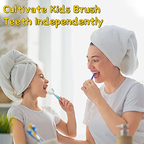Image of YOTEE U-Shaped Toothbrush Kids 2 PCS - Toddler Toothbrush with Food Grade Soft Silicone Brush Head, Manual Whole Mouth Tooth Brush for Kids Age 6-12(Purple+Yellow)