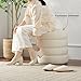 Krcix Round Ottoman with Storage Boucle Ottoman Stool with Storage Removable Lid for Living Room Modern Vanity Sorage Stool Foot Rest Bedroom Dorm Gift Set of 1 (White)
