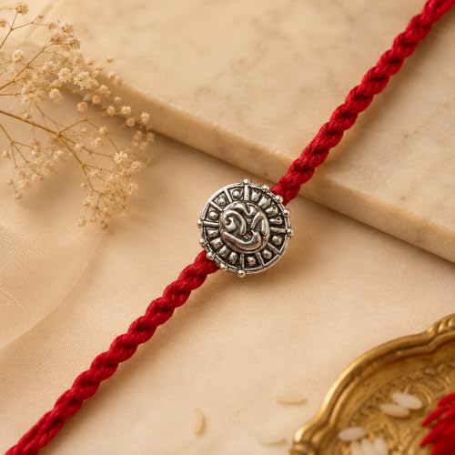 Image of I Jewels Silver Plated Traditional Om Designer Rakhi for Men /Boys /Brother (R502)
