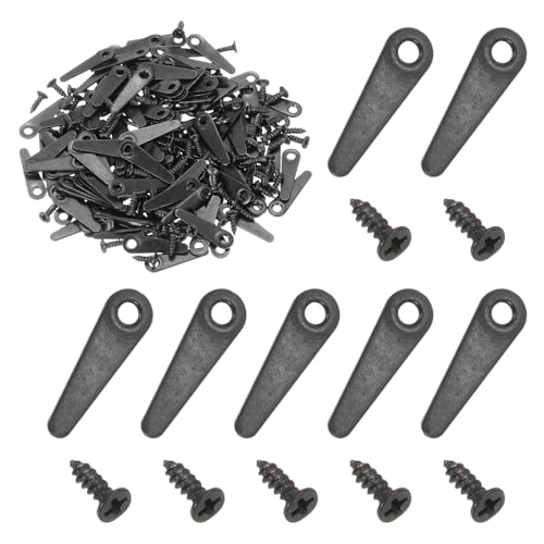 Image of uxcell 120pcs Picture Frame Backing Clips, 0.83 inch Photo Frame Turn Buttons Fasteners Hardware Corner Clip with 120pcs Screw for Hanging Pictures Craft Drawings, Pointer Shaped Black