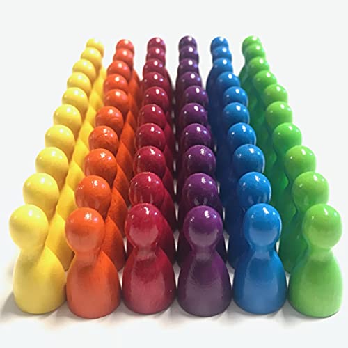 Spielfiguren aus Holz für Brettspiele, Bunte Mischung, besondere Farben, Halmakegel Gr. 12/24 mm, 60 Stück (6x10…