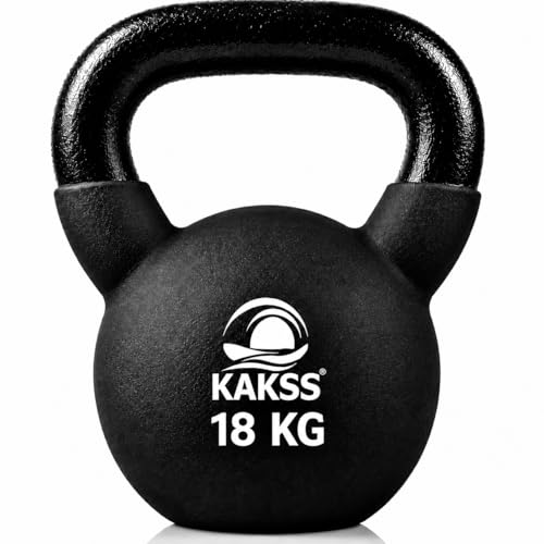 Image of Kakss Half Coating Neoprene Kettlebell (Black, 18 KG) (PROUDLY MADE IN INDIA)