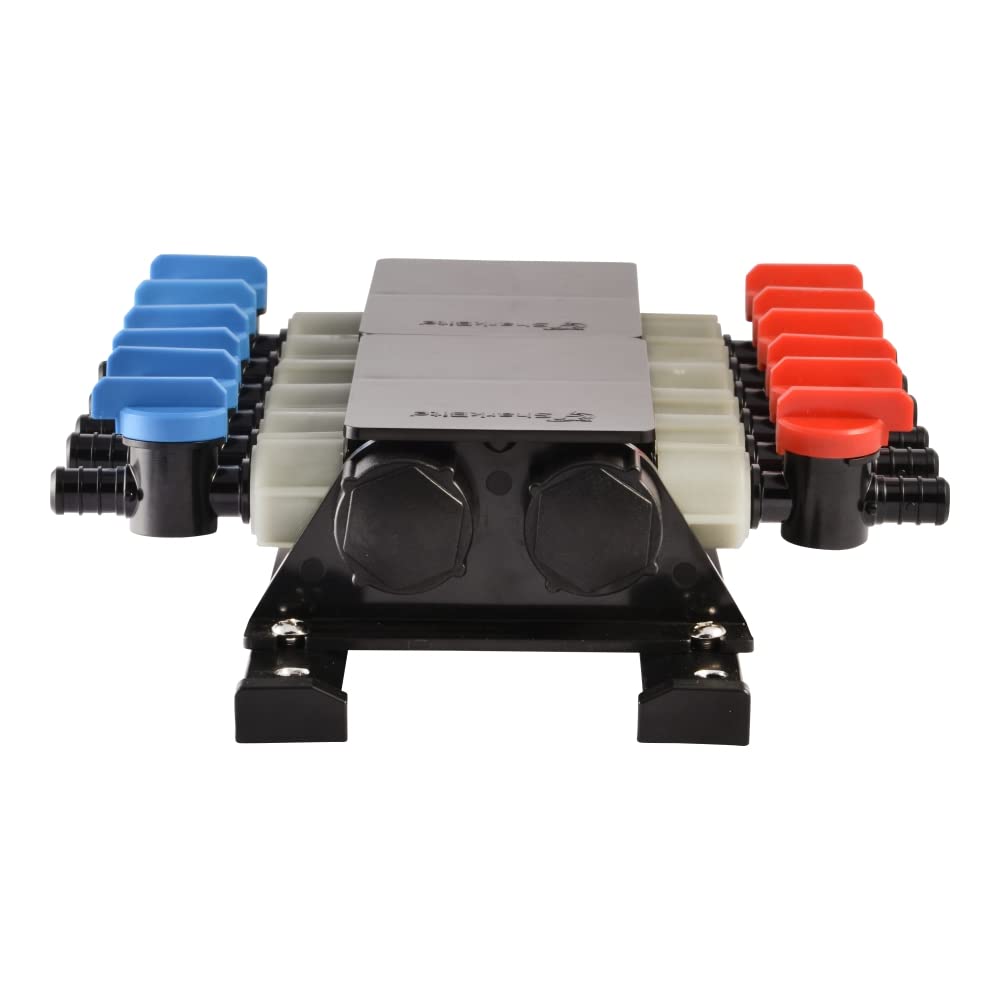 SharkBite Colector de 12 puertos, entrada MNPT de 3/4 pulgadas x salidas de válvula de bola de crimpado de polietileno de 1/2 pulgada, tubo PEX, PE-RT, PM012UP