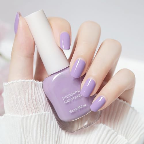 Purple Nail Polish, Lilac Nail Polish Nail Varnish Lavender Violets Pale Purple French Manicure Quick Dry Natural Long Lasting No Need Baking Nail Art Polish for Women DIY Salon Home