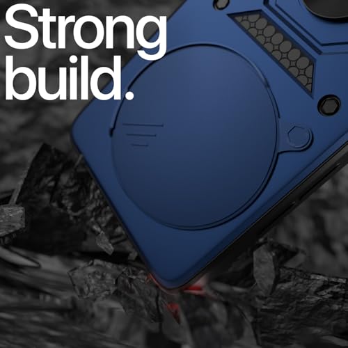 Image of Pikkme Back Cover for Vivo T4 5G / iQoo Z10 5G | 360 Protection Case | Sliding Camera Shield Cover & Ring Holder Stand D10 Tough Armor Bumper Case (Blue)