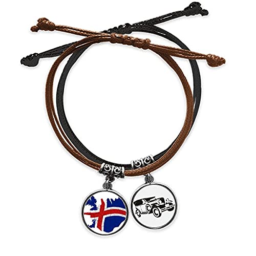 Bracelet l'islande profil feuille et drapeau pour vos road trips en minibus