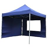 Nexos Profi Faltpavillon Partyzelt Pavillon 3x3 m mit 4 Seitenteilen - hochwertige Ausführung - wasserdichtes Dach mit PVC-Coating - 270 g/m² incl. Tragetasche und Zubehör – Farbe: blau