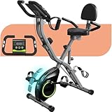 Foldable Exercise Bike for Seniors, 5 IN 1 Indoor Stationary Bike with 16-Level Magnetic Resistance and Tri-Position Ride, 300LBS Capacity, Designed for Home Gym