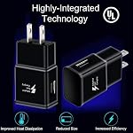 Bloc chargeur mural adaptatif rapide [2-Pack] avec 2 X 5FT USB Câble de type C compatible avec Samsung Galaxy S22/S21/S20 Ultra/S10/S9/S8 Plus/Edge/Active/Note 20/10/9/8, A53, Google Pixel 3, LG G7
