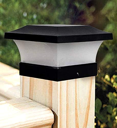 Garden Mile Solar LED Post Cap Light for Outdoor Fence Posts or Decking in Your Garden, These Square Post Cap Lamps for Posts, Deck, Patio or Fence (Post Cap Lights - Black, Set of 4)