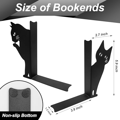 Sujetalibros de metal negro con forma de gato para libros 3