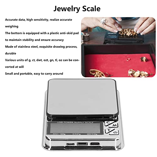 Báscula digital pequeña para joyería 1000g/0.01g USB miniatura 4