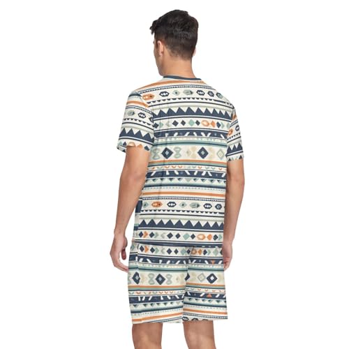 Aztec Print Men’s Pajama Sets Short Sleeve Shirt and Pants with Soft Touch Fabric2