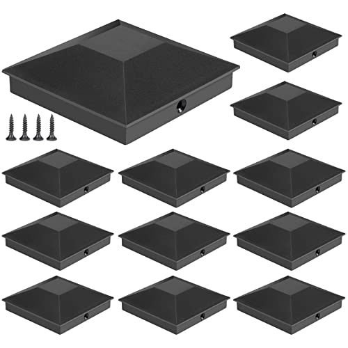 Eapele 4X4(3.5In X 3.5In) Wood Fence Post Caps, Pp Plastic Water-Proof Uv-Proof, Keep Post From Cracking And Rotting (12Pcs, Black） #TOP23