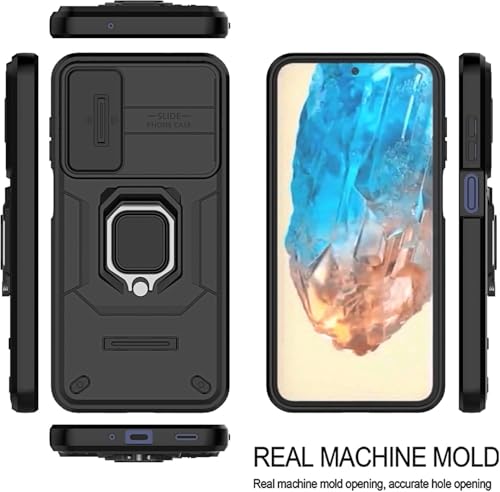Image of SHINESTAR Tough Armor Samsung M35 5G Bumper Back Case Cover | Ring Holder & Sliding Camera Shield Cover | 360 Degree Protection Back Case Cover for Samsung Galaxy M35 5G (Black)