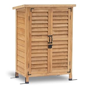 MCombo Gartenschrank Geräteschuppen Werkzeugschrank Outdoor-Schrank Gartenbox 0690, aus Holz Natur, 47 X 63 X 96 cm