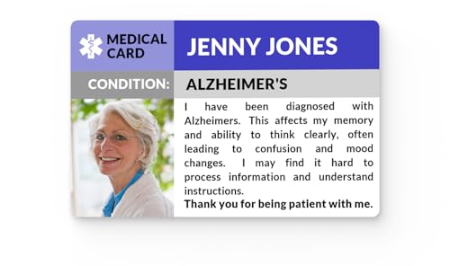 Personalised Alzheimer's Medical ID – Photo Emergency Contact Card for Alzheimer’s Patients – Durable, Pocket-Sized Dementia ID – Custom Made in The USA