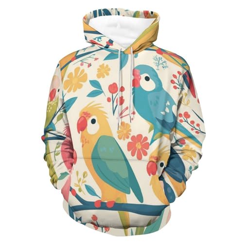 Hoodie perroquet bleu et vert pour vos sorties urbaines et moments cocooning S