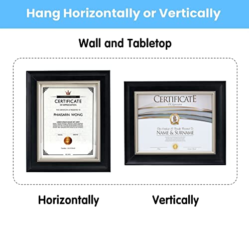 Framenow 8.5×11 Certificate Frame,Black And Gold.real Hd Glass, Display Document Diplama Certificates Or Pictures 8.5X11,Vertically And Horizontally,To Wall And Tabletop Mounting.hanging Ware Included！ #TOP3