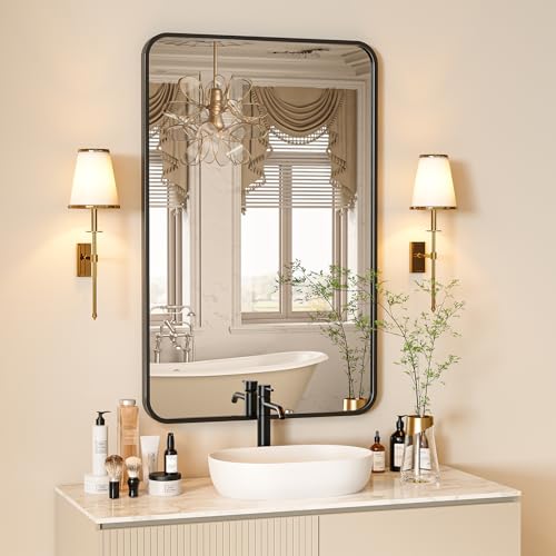 OBESTIK 18x28 Black Rectangle Bathroom Mirrors for Over Sink