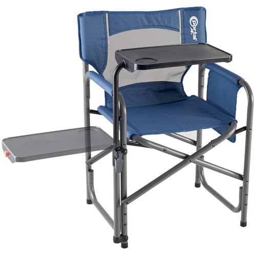 Portal Silla Director con Mesa Lateral Giratoria 2 Vías, Soporta 300 lb, Azul miniatura 1