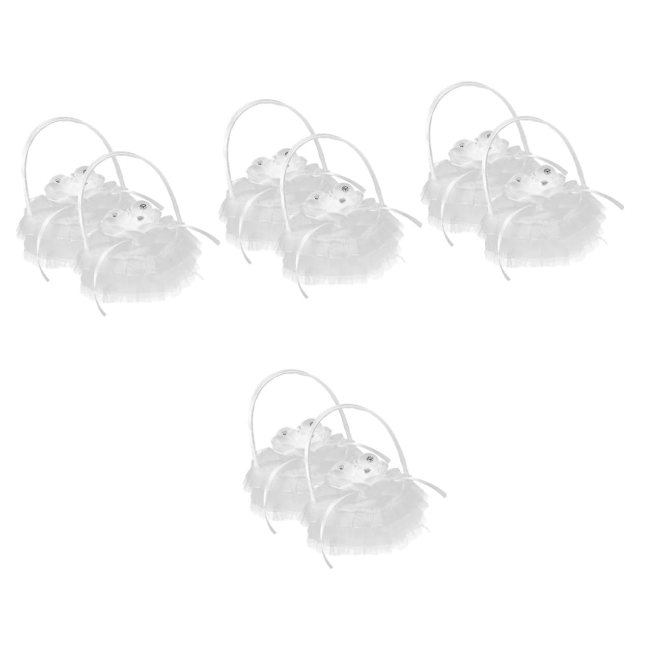 ifundom 8 STK Ringkissen Aus Spitze Aufbewahrungsbox Für Ringe Herzringträger Ringkissen Aus Strass Für Die Brautparty Bowknot- Ringhalter Satin- Weiß Herzförmig