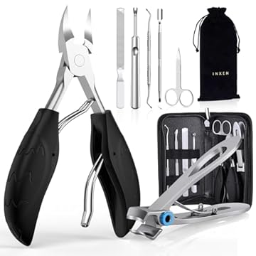 Tagliaunghie Set Professionale, Tronchesino Per Piedi Affilate Per Unghie Spesse Incarnite Micosi, In Acciaio Inossidabile, manicure pedicure Per Uomo Donna-Nero