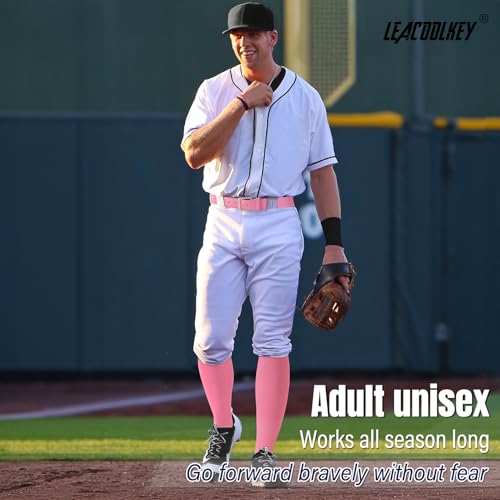 Image of LEACOOLKEY Baseball Belt and Socks Combo Set Adjustable Softball Socks and Elastic Belt for Youth and Adult
