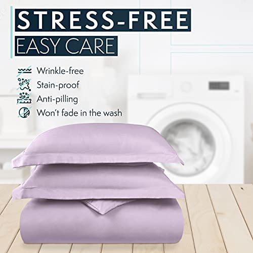 HC COLLECTION Duvet Cover - Lavender Queen Size Duvet Cover - 3 Piece Soft Breathable Microfiber Duvet Cover Set with Zipper Closure & 2 Pillow Shams