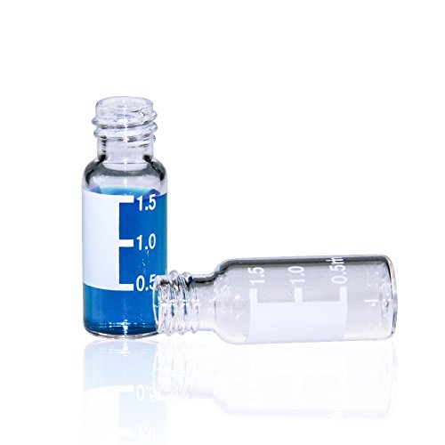 Autosampler Vial, Clear Chromatography Lab Vial, Hplc Lc Gc 1.5 Ml Wide Opening Short Screw-Thread Sample Vial With Write-On Spot, Clear, 12X32Mm, 8-425 Top Type, 100 Pcs/Pk By Alwsci #TOP4