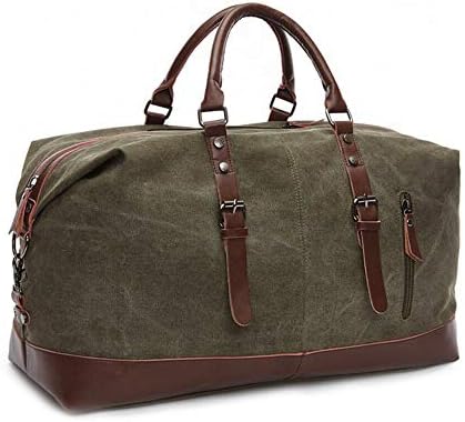 Fur Jaden 40L Canvas Weekender Travel Duffle Cabin Bag with Detachable Shoulder Strap (Military Green)
