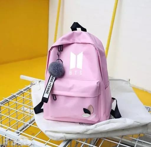 Image of BTS Backpack for Girls | K-Pop School Bag with Trendy Design & Keychain | Waterproof Lightweight Travel & College Women Backpacks for Teens | Shoulder Bags | Gift For Girls
