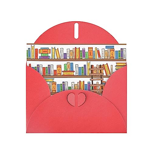 Carte de vœux en papier nacré de qualité supérieure avec étagères et échelle Rouge 10 x 15 cm
