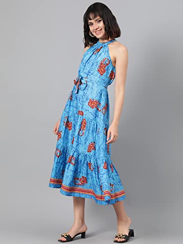 Image of KOTTY Polyester Fit and Flare Midi Women Dress
