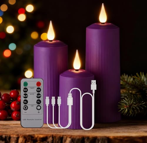 Poraschine Wiederaufladbare LED Kerzen mit 10-Tasten Fernbedienung,...