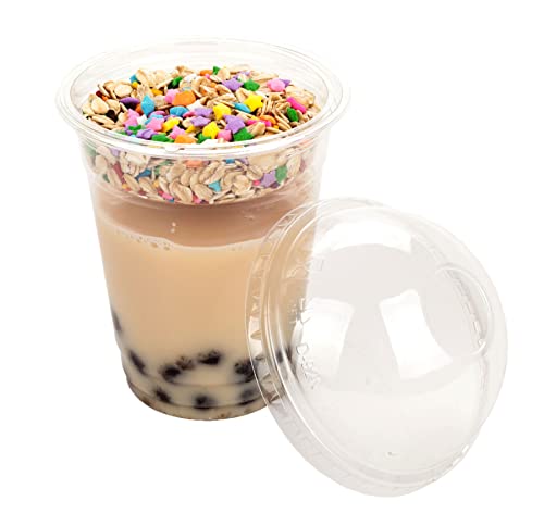 Image of Golden Apple Cup series, 12oz Clear Plastic cups + 2oz insert with Dome lids no hole 50sets