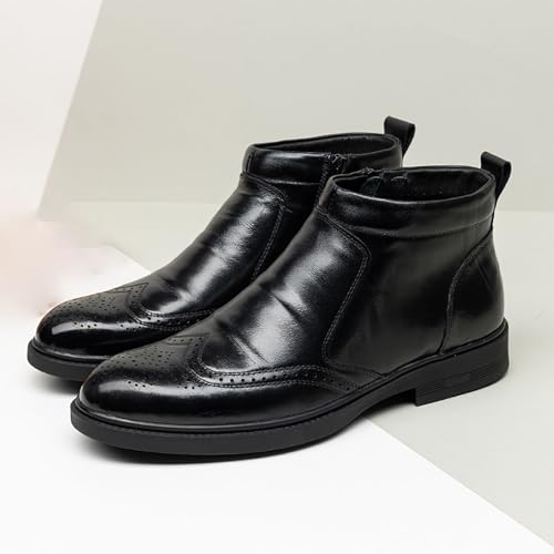 Winter Warmth Leather Men's Mid-Cut Casual Brogue Dress Shoes, Comfortable Fitted with Plush Lining, Ideal for Business & Casual Occasion3