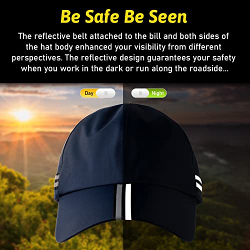 Lvaiz Men Waterproof Baseball Cap Reflective Outdoor Cap For Women's Upf 50+ Unstructured Sport Running Hat Navy Blue, One Size #TOP1