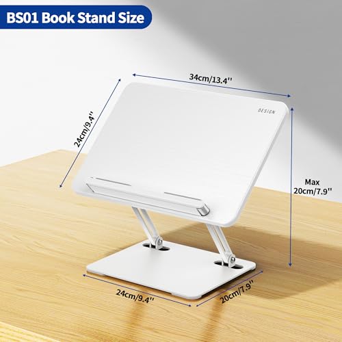 image for BESIGN BS01 Book Stand for Reading, Adjustable Book Holder, Ergonomic 