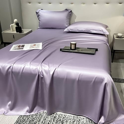 Daesar Conjunto de Sábanas Encimeras y 2 Fundas de Almohada,Color Sólido Fibra Lesser Sábanas Encimeras Colcha Púrpura,180 x 230 CM